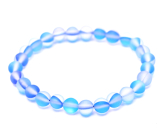 Opalit blau matt Armband elastisch, Kunststeinkugel 6 mm / 16 cm, für Kinder, Wunsch- und Hoffnungsstein