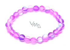 Opalit lila matt Armband elastisch, Kunststeinkugel 6 mm / 16 cm, für Kinder, Wunsch- und Hoffnungsstein
