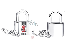 Charms Sterling Silber 925 Vorhängeschloss und Schlüssel 2in1 rot, Armband Charm Symbol