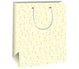 Ditipo Geschenkpapierbeutel 18 x 10 x 22,7 cm Gelb, weiße Blumen