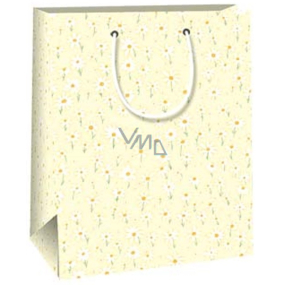 Ditipo Geschenkpapierbeutel 18 x 10 x 22,7 cm Gelb, weiße Blumen
