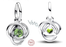 Charme Sterling Silber 925 Grünes Licht Kreis der Ewigkeit August, Anhänger am Armband Symbol