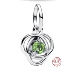 Charme Sterling Silber 925 Grünes Licht Kreis der Ewigkeit August, Anhänger am Armband Symbol