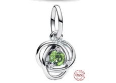 Charme Sterling Silber 925 Grünes Licht Kreis der Ewigkeit August, Anhänger am Armband Symbol