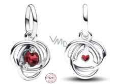 Charms Sterling Silber 925 Rot Dunkel Kreis Ewigkeit Januar, Anhänger Armband Symbol