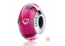 Charme Sterling Silber 925 Murano rosa mit Herz, Perle auf Armband Liebe