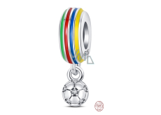 Charme Sterling Silber 925 Euro 2024 Fußball farbig, Perle auf Armband Sport