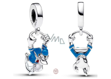 Charm Sterling Silber 925 Disney Donald Duck mit blauer Emaille, Film-Armband-Anhänger