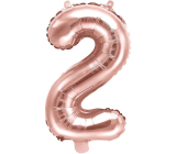 Ditipo Aufblasbarer Folienballon Nummer 2 rosa gold 35 cm 1 Stück