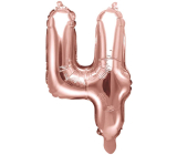 Ditipo Aufblasbarer Folienballon Nummer 4 rosa gold 35 cm 1 Stück