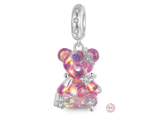 Charm Sterlingsilber 925 Regenbogenbär fantastischer Traum, Anhänger für Armband Tier