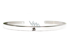 Edelstahlarmband silber mit Gravur Symbol, offene Manschette, 4 mm