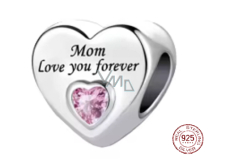 Charm Sterlingsilber 925 Mama liebt dich immer Herz, Perle für Armband Familie