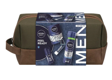 Nivea Men Feel Ready After Shave Balsam 100 ml + Nivea Men Protect & Care Rasiergel 200 ml + Nivea Men Protect & Care Antitranspirant Roll-on 50 ml + Labello Men Active Lippenbalsam 4,8 g + Kosmetiktasche, Kosmetikset für Männer