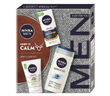Nivea Men Keep it Calm Sensitive SPF15 Gesichtscreme 75 ml + Nivea Men Sensitive Reinigungsgel 100 ml + Nivea Men Sensitive Bamboo Extract Duschgel 250 ml, Kosmetikset für Männer