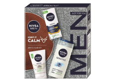 Nivea Men Keep it Calm Sensitive SPF15 Gesichtscreme 75 ml + Nivea Men Sensitive Reinigungsgel 100 ml + Nivea Men Sensitive Bamboo Extract Duschgel 250 ml, Kosmetikset für Männer