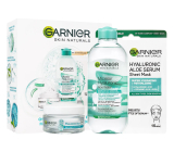 Garnier Hyaluronic Aloe Mizellenwasser + Tagesgesichtsserum + revitalisierende Tuchmaske, Kosmetikset für Frauen