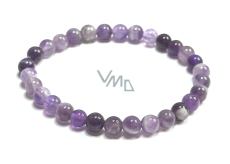 Amethyst Armband elastisch Naturstein, Kugel 6 mm / 16 - 17 cm, Stein der Könige und Bischöfe
