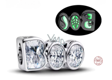 Charm Sterlingové stříbro 925 BOO Halloween edice se zirkony – Yin Yang, list a pavouk, korálek na náramek Halloween