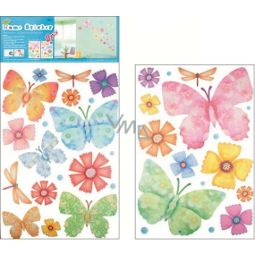 Wandaufkleber Schmetterlinge und Blumen 52 x 35 cm 2 Blatt