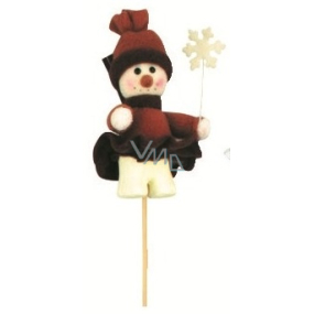 Schneemann mit Schneeflocke braune Figur Nut 10 cm + Spieße
