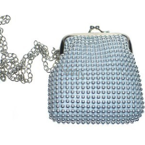 Rexona Handtasche Silber mit Perlen klein 11 x 9 x 2,5 cm