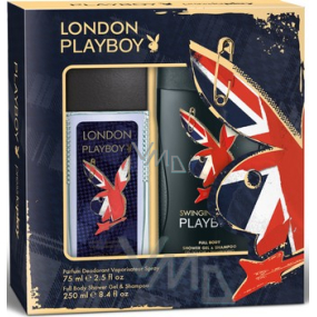 Playboy London parfümiertes Deodorantglas für Männer 75 ml + Duschgel 250 ml, Kosmetikset