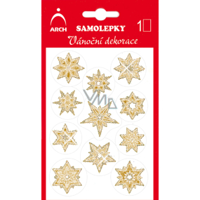 Arch Holographische dekorative Weihnachtsaufkleber mit Glitzer 709-GG Gold-Gold 8,5 x 12,5 cm