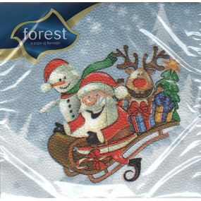Waldpapierservietten 1 Lage 33 x 33 cm 20 Stück Weihnachtsmann auf einem Schlitten