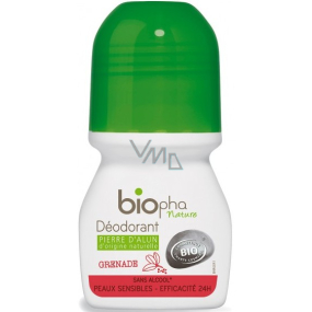 BioPha Granatapfelball Deodorant ohne Alkohol, Salz, Aluminium für empfindliche Haut in Bio-Qualität Roll-On für Frauen 50 ml