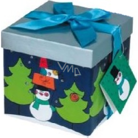 Angel Folding Geschenkbox mit Band Weihnachten dunkelblau mit blauem Band 1371 S 13 x 13 x 13 cm 1 Stück