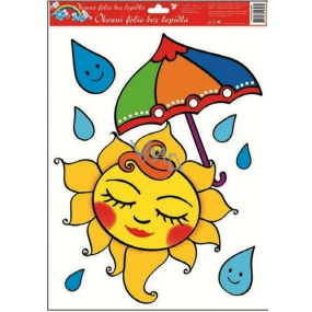 Fensterfolie ohne Kleber Sonne mit Regenschirm 42 x 30 cm 1 Stück