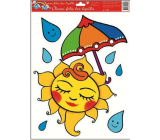 Fensterfolie ohne Leim Sonne mit Regenschirm 42 x 30 cm 1 Stück