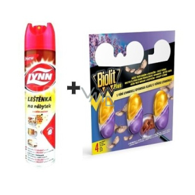 Lynns Bienenwachs Möbelpolitur Spray 300 ml + Biolit Plus M Gel mit Lavendelduft Haken gegen Motten und Milben 3 Stück