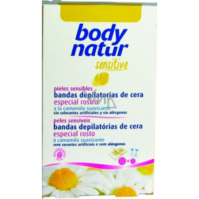 Body Natur Sensitive Kamille und Vitamin E Epilatationswachsbänder für Gesicht 12 Stück + Tücher nach der Enthaarung 2 Stück
