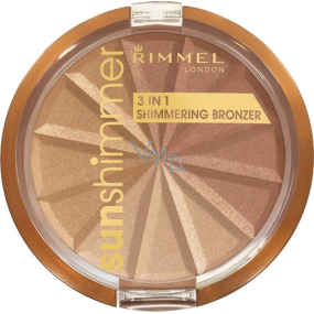 Rimmel London Sun Shimmer Schimmernder Bronzer 3in1 Bronzepulver 001 Gold Princess 9,9 g