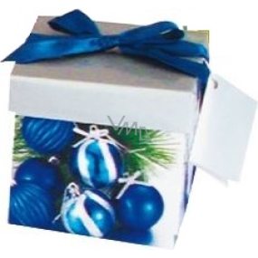 Angel Folding Geschenkbox mit Band Weihnachtssilber mit blauem Band 1370 XS 10 x 10 x 10 cm 1 Stück