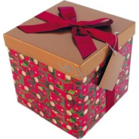 Angel Folding Geschenkbox mit rotem Weihnachtsband mit Burgunderband 1372 M 15 x 15 x 15 cm 1 Stück