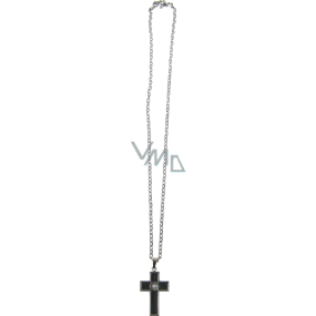 Halskette aus chirurgischem Stahlsilber mit einem Kreuz 50 cm