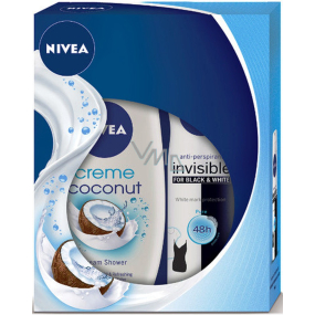 Nivea Coconut Sensation Cream Duschgel 250 ml + Invisible Black & White Pure Antitranspirant Deodorant Spray 150 ml, für Frauen Kosmetikset