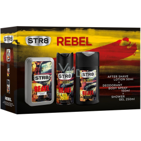 Str8 Rebel Aftershave 50 ml + Deodorant Spray für Männer 150 ml + Duschgel 250 ml, Kosmetikset