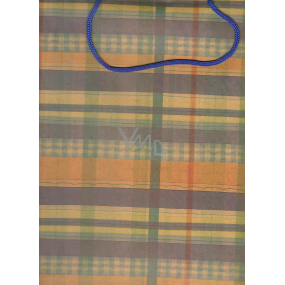 Nekupto Geschenkpapiertüte 36,5 x 28 x 10 cm Orange-Braun-Grün kariert, 341 KCL