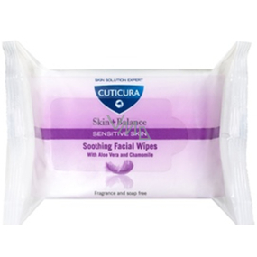 Cuticura Skin + Balance Aloe Vera und Kamille Reinigungstücher für empfindliche Haut 25 Stück