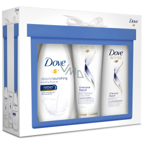 Dove Nourishing Deeply Duschgel 250 ml + Intensive Repair Shampoo 250 ml + Conditioner 180 ml, Kosmetikset
