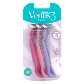 Gillette Venus 3 Farben Rasierapparat mit Gleitstreifen 3 Farben, 3 Stück für Frauen