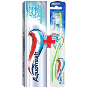Aquafresh Whitening White & Shine Zahnpasta mit Bleaching-Effekt 100 ml + Aquafresh Everyday Clean mittlere Zahnbürste 1 Stück