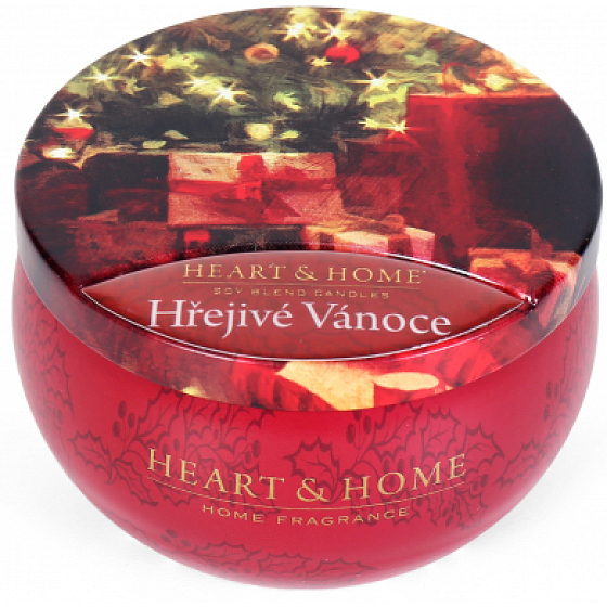 Heart & Home Warm Christmas Sojabohnenölkerze in einer Dose brennt bis zu 30 Stunden 125 g