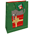 Nekupto Geschenk Papiertüte 32,5 x 26 x 13 cm Weihnachtsgrün mit Katze WBL 1954 50