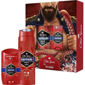 Old Spice Captain 2in1 Duschgel und Shampoo 250 ml + Deo-Stick 50 ml, Kosmetikset für Männer