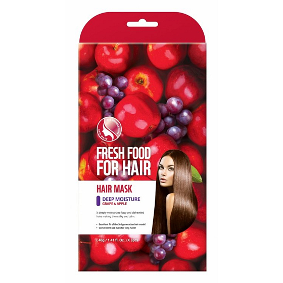 Farmskin Fresh Food For Hair Traube und Apfel Feuchtigkeitsspendende Haar Textil Haar Maske 3 Stück